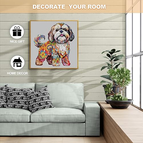 Miniatura 6 de Rompecabezas de madera para adultos, rompecabezas de madera con forma de atrapasueños de perro Shih Tzu, rompecabezas de madera Lhasa Apso de forma