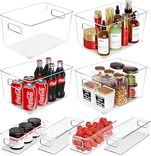 Clear Plastic Storage Bins 8 Pack - Pantry Organizers and Storage, Fridg...