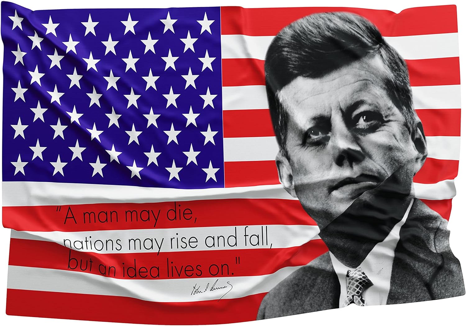 John F. Kennedy Portrait Flag 3x5 ft – US President American Politician Banner – US Style Display for Home, Office, Events – Vivid Color, Double Stitched, Brass Grommets – Indoor & Outdoor Decor