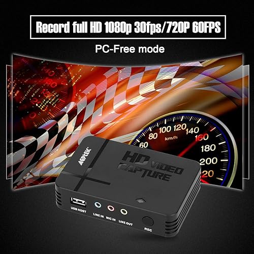 Miniatura 4 de AGPTEK Captura de video de captura de juegos HD 1080P HDMI/AV grabadora Xbox 360 y uno/PS3 PS4, soporte de micrófono con entrada HDMI y AV