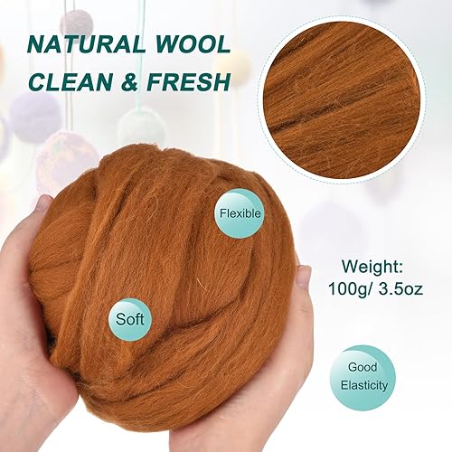 Miniatura 47 de uxcell Lana de fieltro con aguja, hilo de lana de fibra natural de 3.5 onzas para fieltro húmedo, manualidades, materiales de bricolaje (azul cielo)