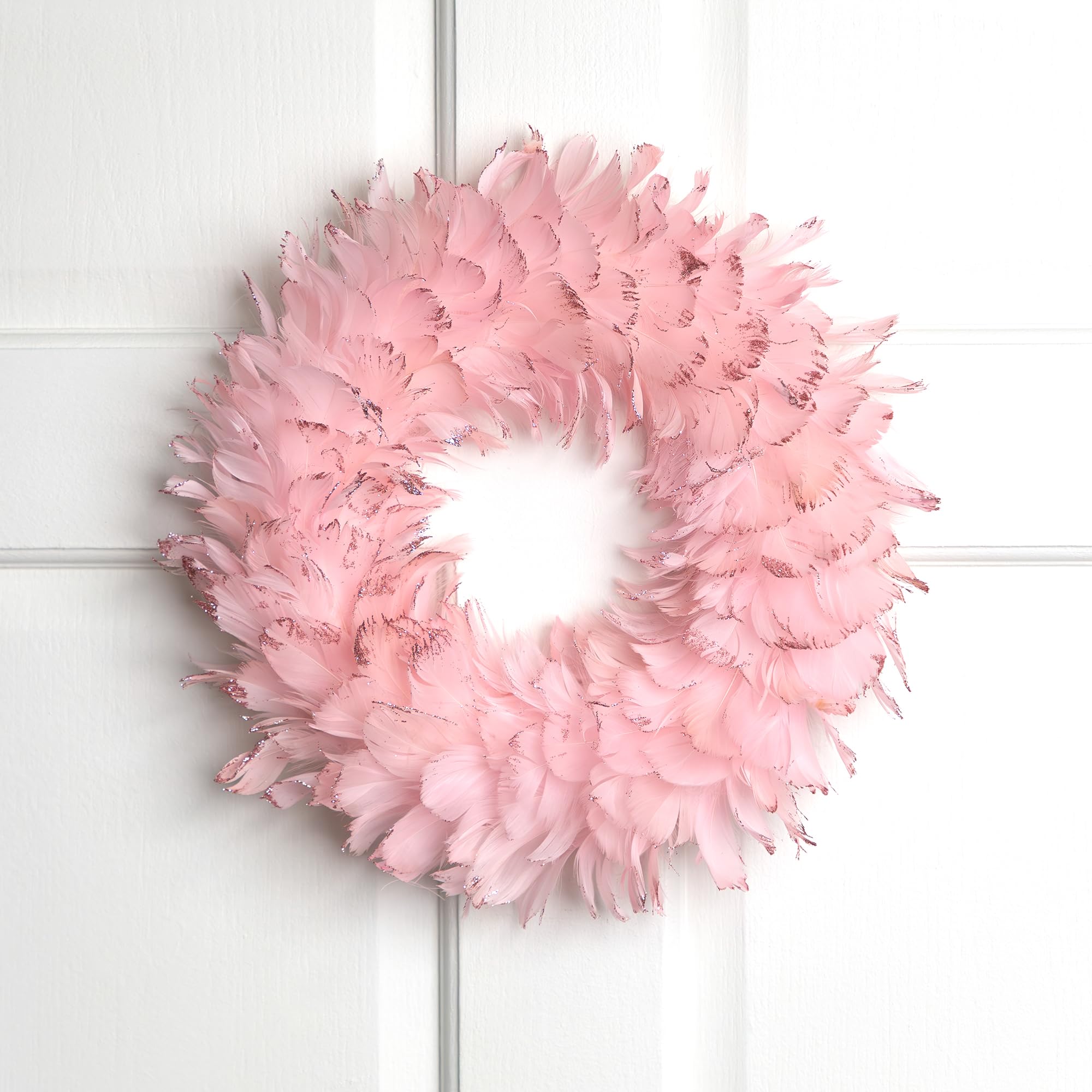 Glittered Feathers Christmas Wreath - 14.5