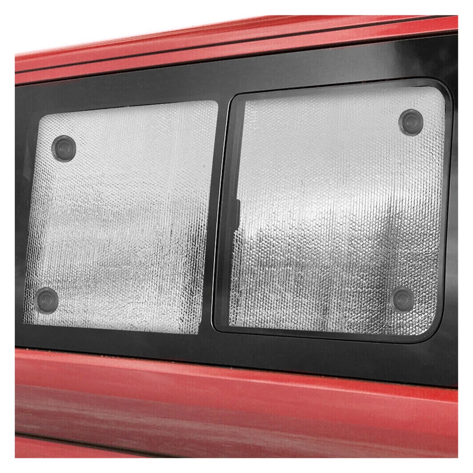 Rideaux Pare-soleil Pour Fenêtres Latérales VW T5/T6 (2003-2015) - Tissu Noir/gris 50x47 Cm, Rails Extensibles - Intimité Et Protection Thermique - 2