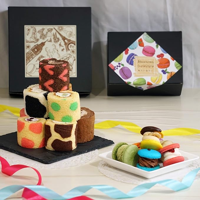 Amazon Co Jp わらいみらい マカロン トゥンカロン 太っちょマカロン と ロールケーキ ミニロール 2点セット 通常便 食品 飲料 お酒