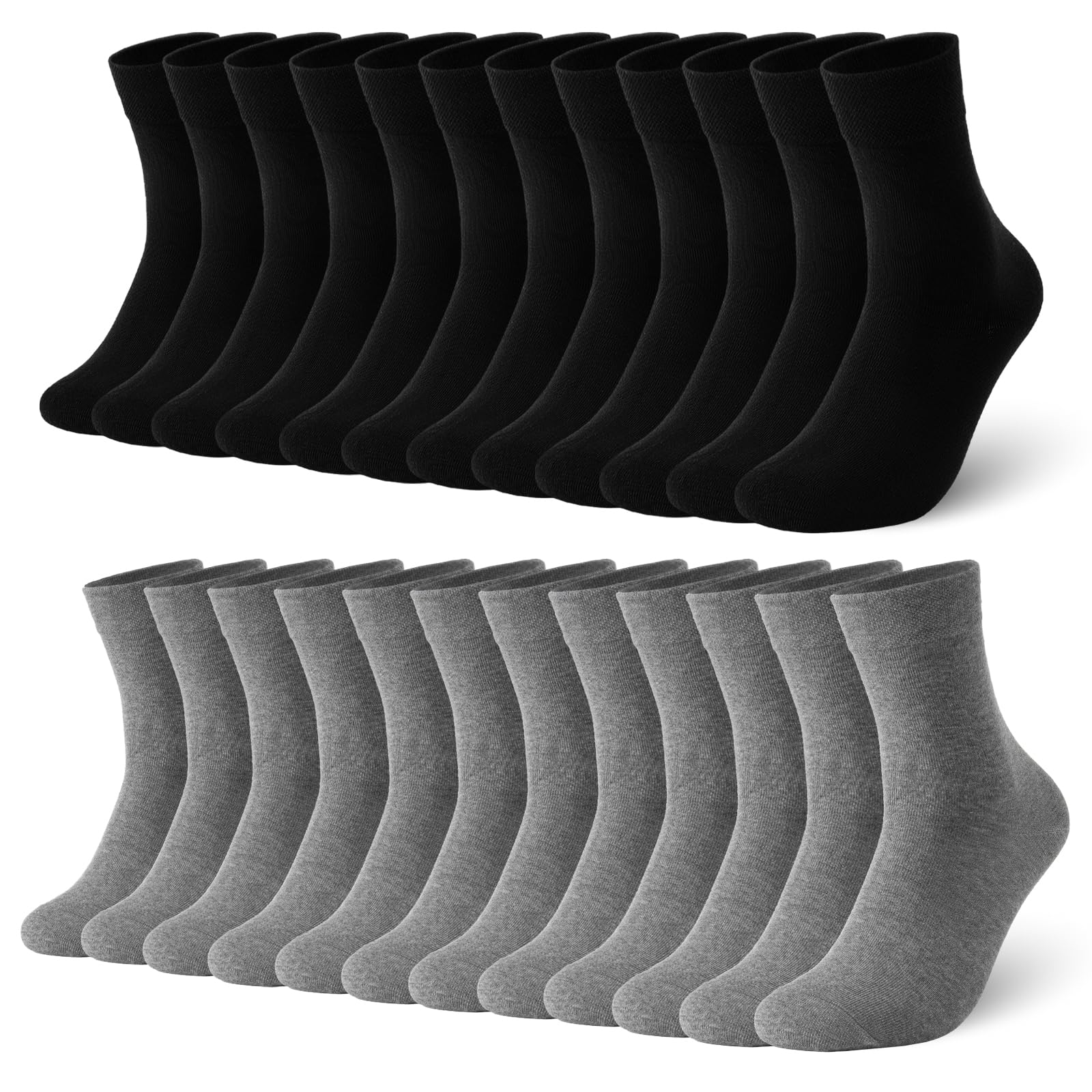 fitfets 12 Paar Socken Herren Damen Baumwolle, Business Socken Schwarz Weiß Grau Sportsocken Atmungsaktiv.