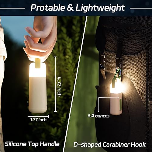 Miniatura 7 de Linterna de campamento, linterna recargable de 350 horas de tiempo de funcionamiento, linterna de 3200 mAh con 4 modos, luz impermeable para tienda