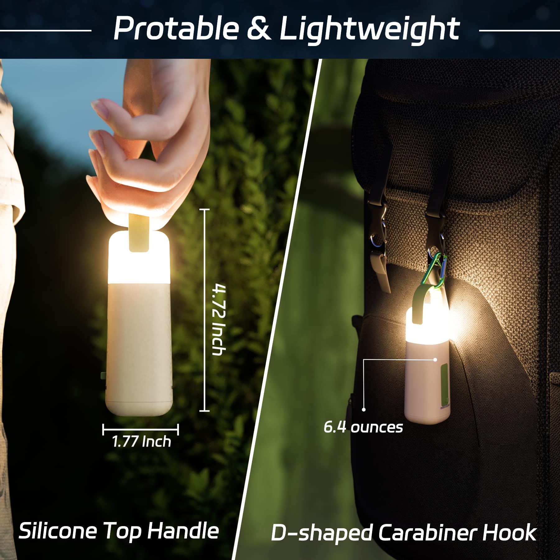 Lanterna da campeggio a LED, 430 lm, fino a 350 ore, ricaricabile per interruzioni di corrente, 3200 mAh, 5 V2 A, 4 modalità, luce per tenda, torcia impermeabile IPX4 per casa,