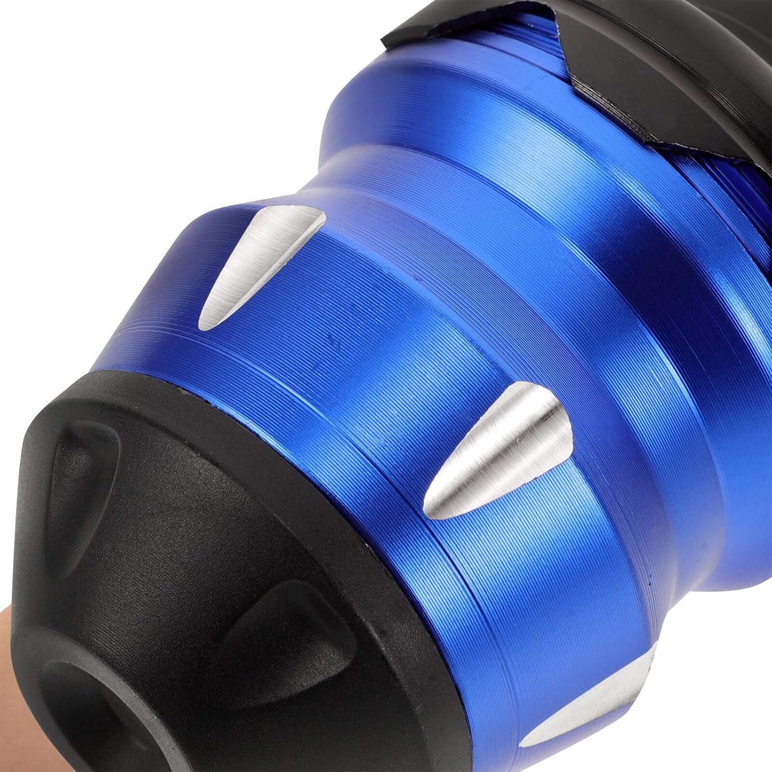Universal Aluminum Alloy Front and Rear Fork Drop Resistance Cups, Motorbike Wheel Crash Protection Sliders, Blue and Black Motorcycle Frame Falling Protectors (1 Pair)