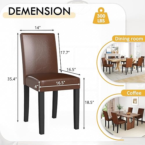 Miniatura 3 de LSSPAID Juego de 2 sillas de comedor, modernas y elegantes sillas Parson tapizadas de piel sintética, sillas de comedor con patas de madera maciza