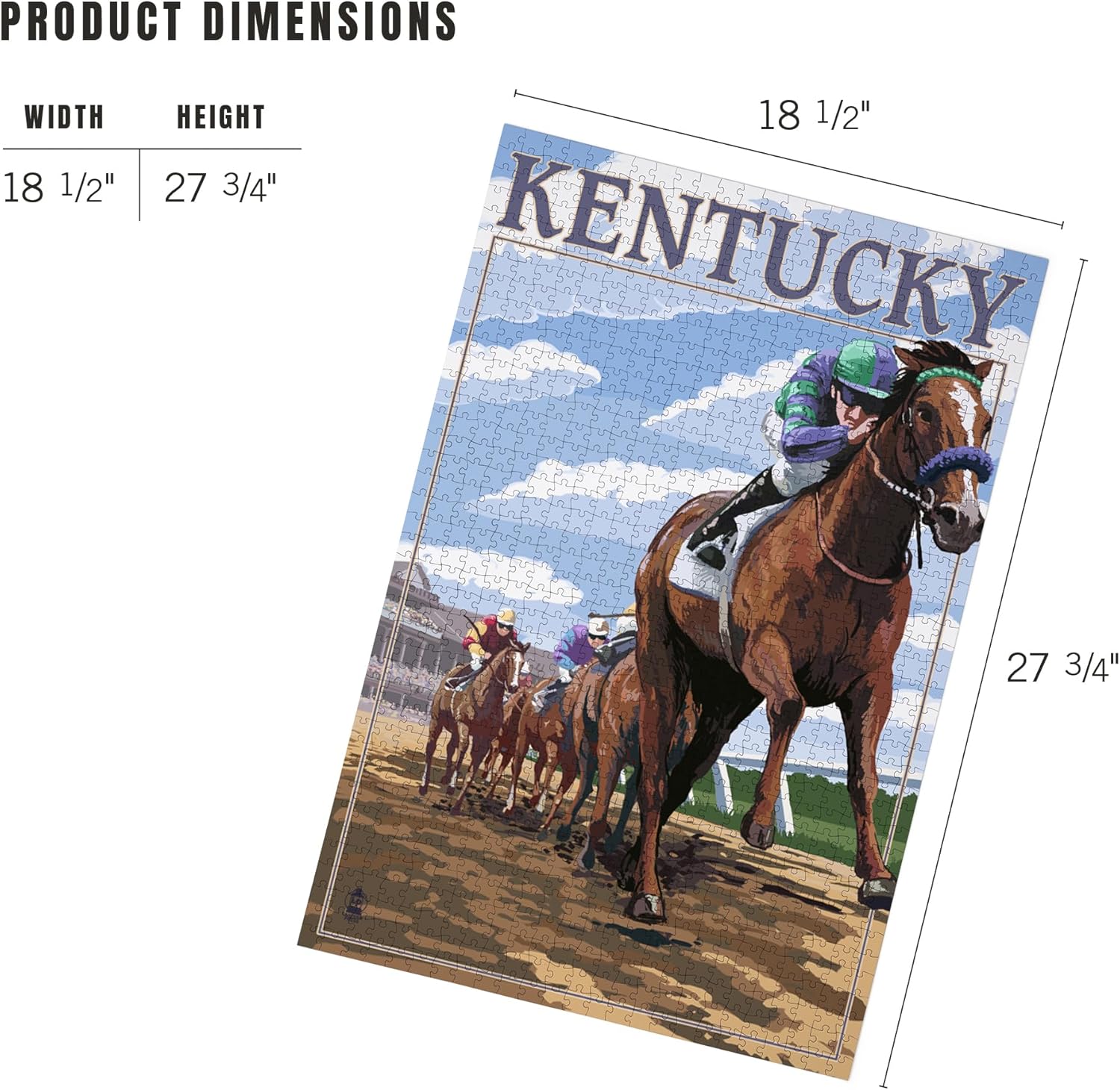 Kentucky, Horse Racing Track Scene (1000 Piece Puzzle, Challenging Jigsaw Puzzle for Adults, Made in USA)