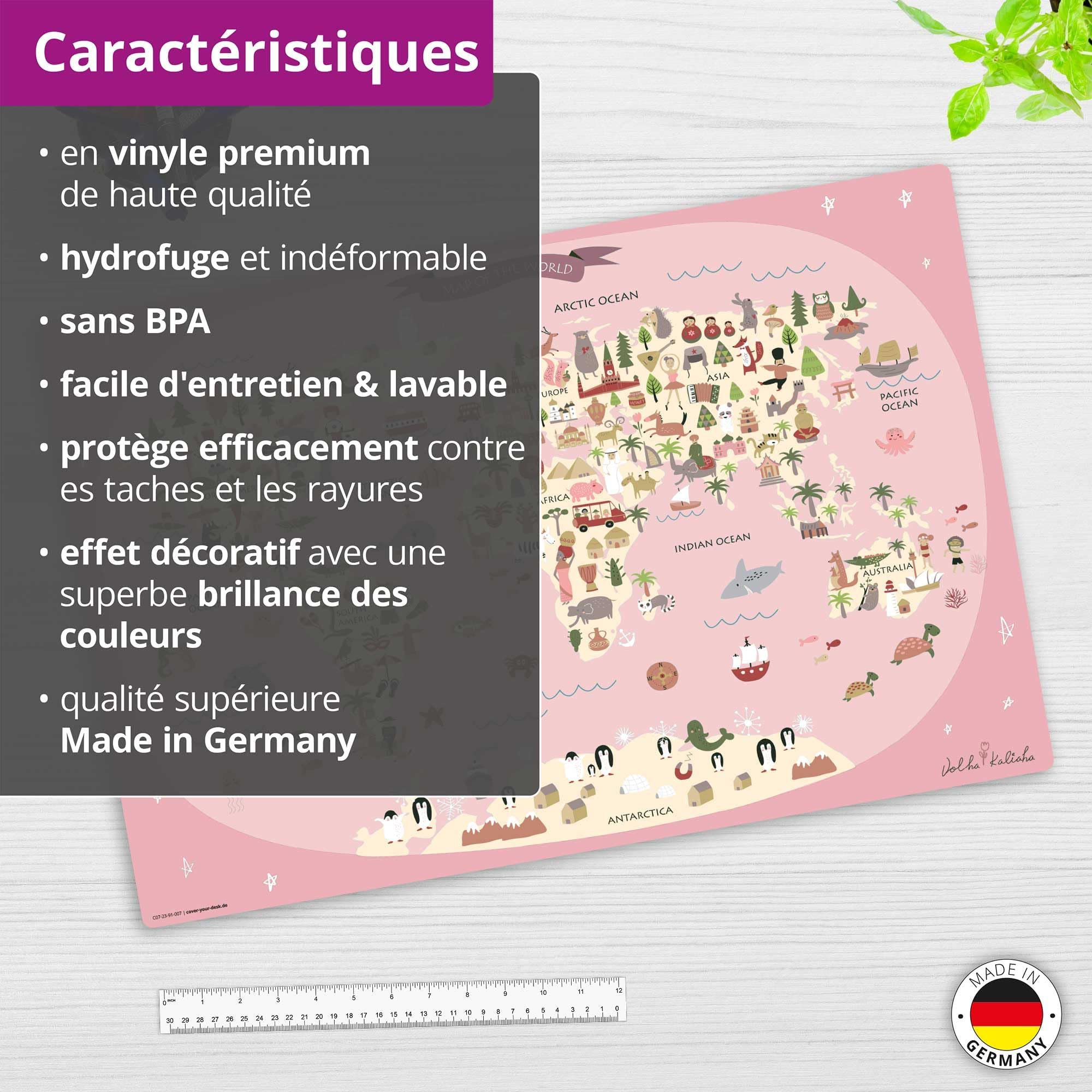 Sous-Main De Bureau Enfant Monde Sous-Marin Coloré - Vinyle Premium Fabriqué En Allemagne - 60x40 Cm