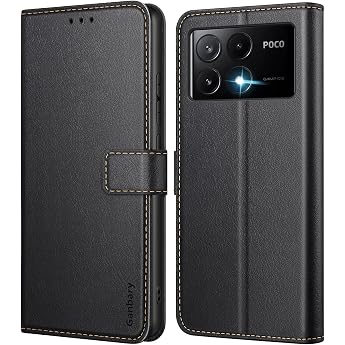 Ganbary Mobile Phone Case for Xiaomi Poco X6 Pro 5G Case Premium Leather Flip Case [Card Slots] [Magnetic Closure] [Stand Function] Compatible with Xiaomi Poco X6 Pro 5G Protective Case Black