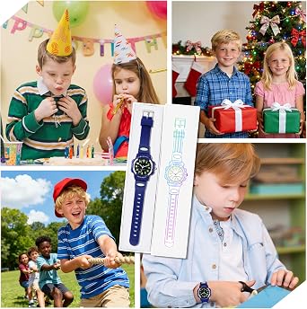 DTKID Kids Watches for Boys and Girls, 7 Colour Lights Waterproof Outdoor Sports Boys Watch, Analogue Quartz Childrens Watch with Soft Strap Watches for Kids Ages 5-16