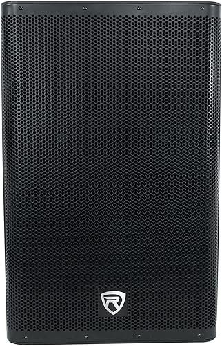 Rockville DX15 2000 W 15 "Altavoz PA alimentado, mezclador de 2 canales, entradas XLR y 1/4", montaje en poste de doble ángulo, ángulo de monitor de