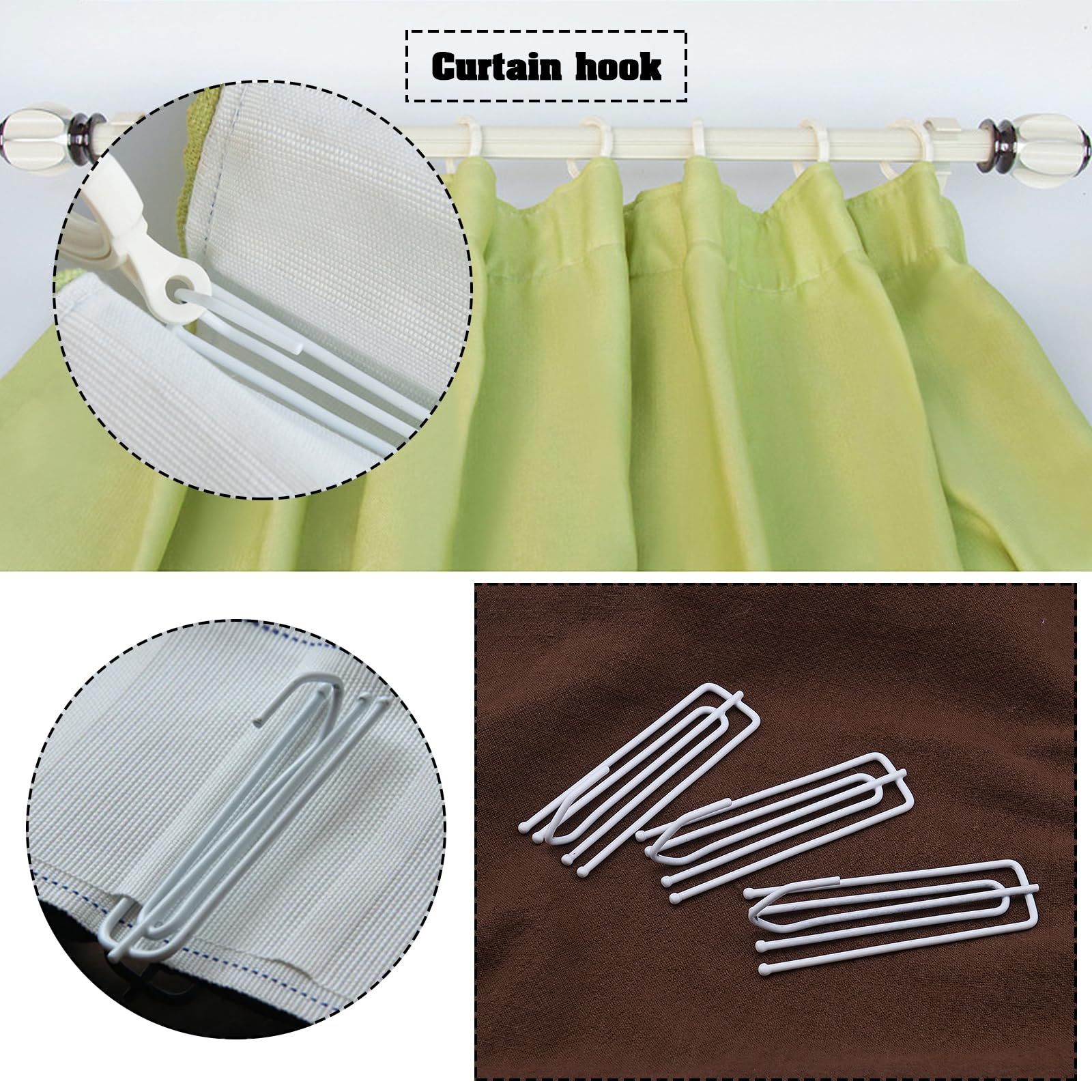 Lot De 50 Crochets De Rideau En Acier Inoxydable Avec Boîte De Rangement - Pour Rideaux Légers, Douche, Caravane