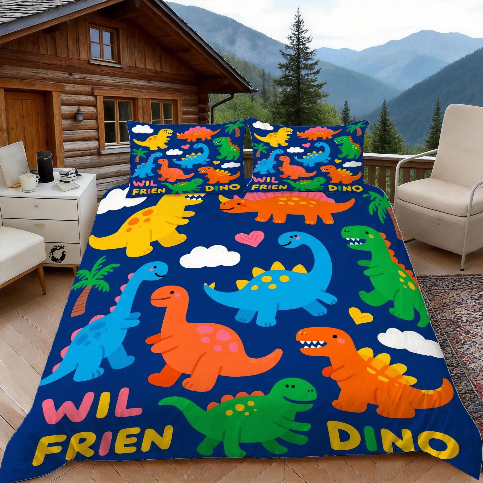 Housse de couette dinosaure mignon 140x200, le cadeau enfant idéal