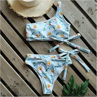 Biquíni de 2 peças Sexy biquínis mulheres ombro swimwear cintura de maiô bandagem bandagem banhos feminino Biquini conjunto feminino (Color : EN21101W1, Size : M)