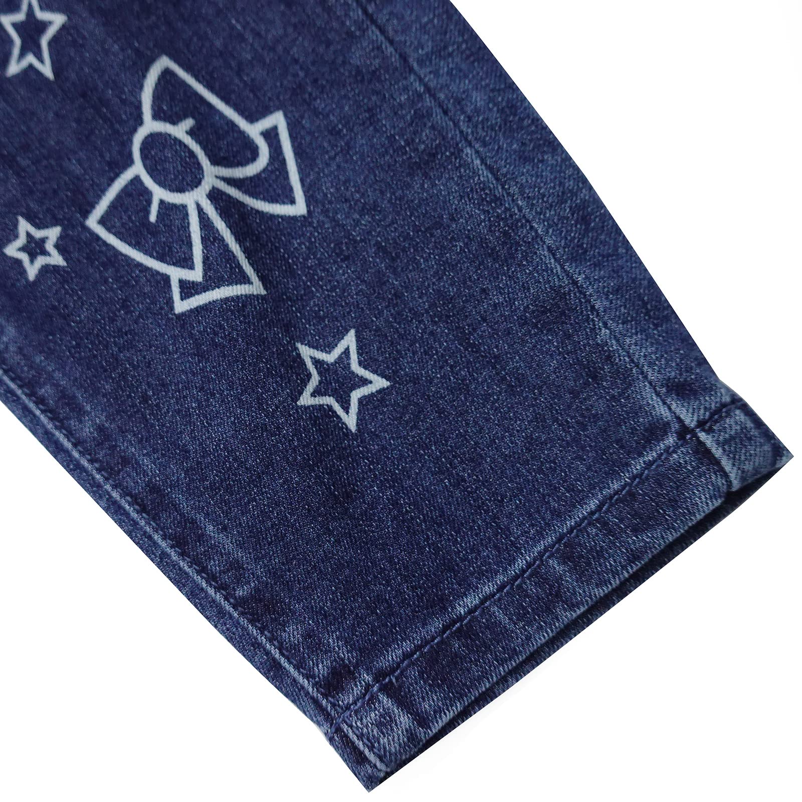 KIDSCOOL SPACE Baby Little Girl Jeans,Paperbag Cintura elástica Lindos Pantalones Mezclilla Estampados