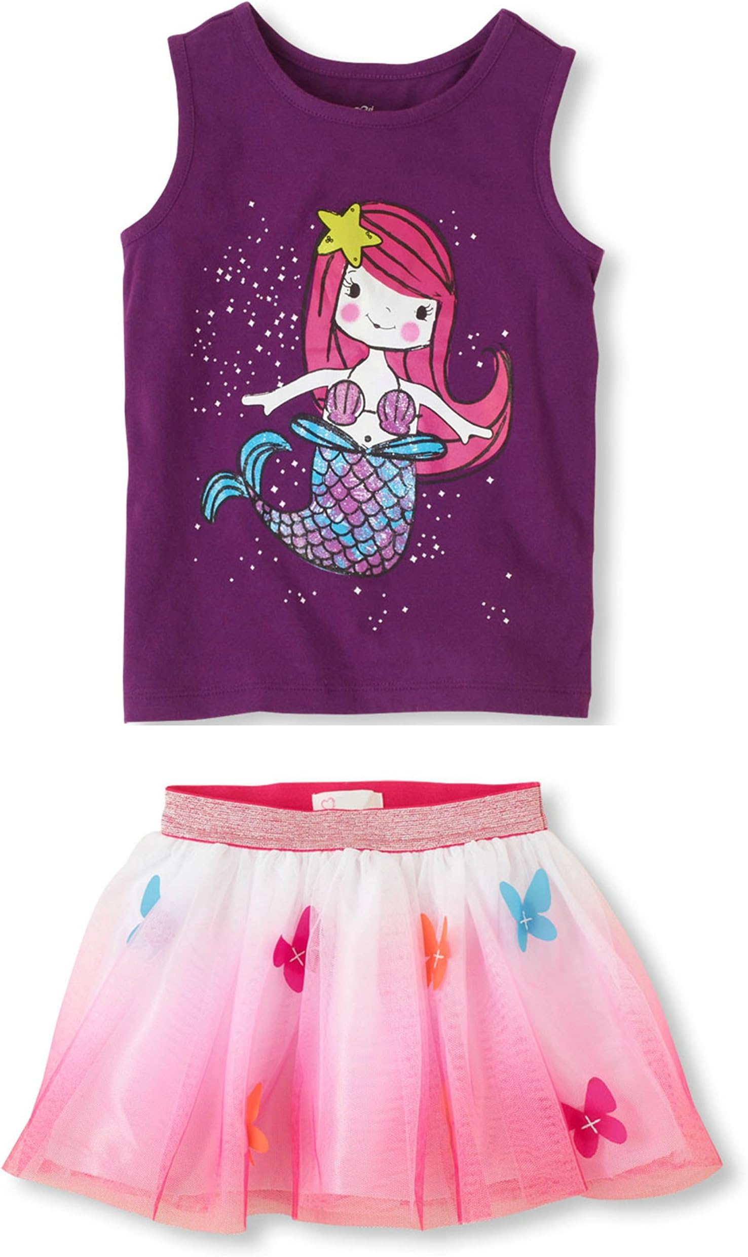 3D Butterfly Tutu Skirt with Matching Top (18 - 24 Months, mermaid)