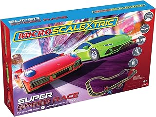 Scalextric G1178M 1:64 Super Speed Race Set Micro Including 2 Vehicles - Race Track Set for Children and Adults, Race Track with Looping, Race Track with 2 Vehicles