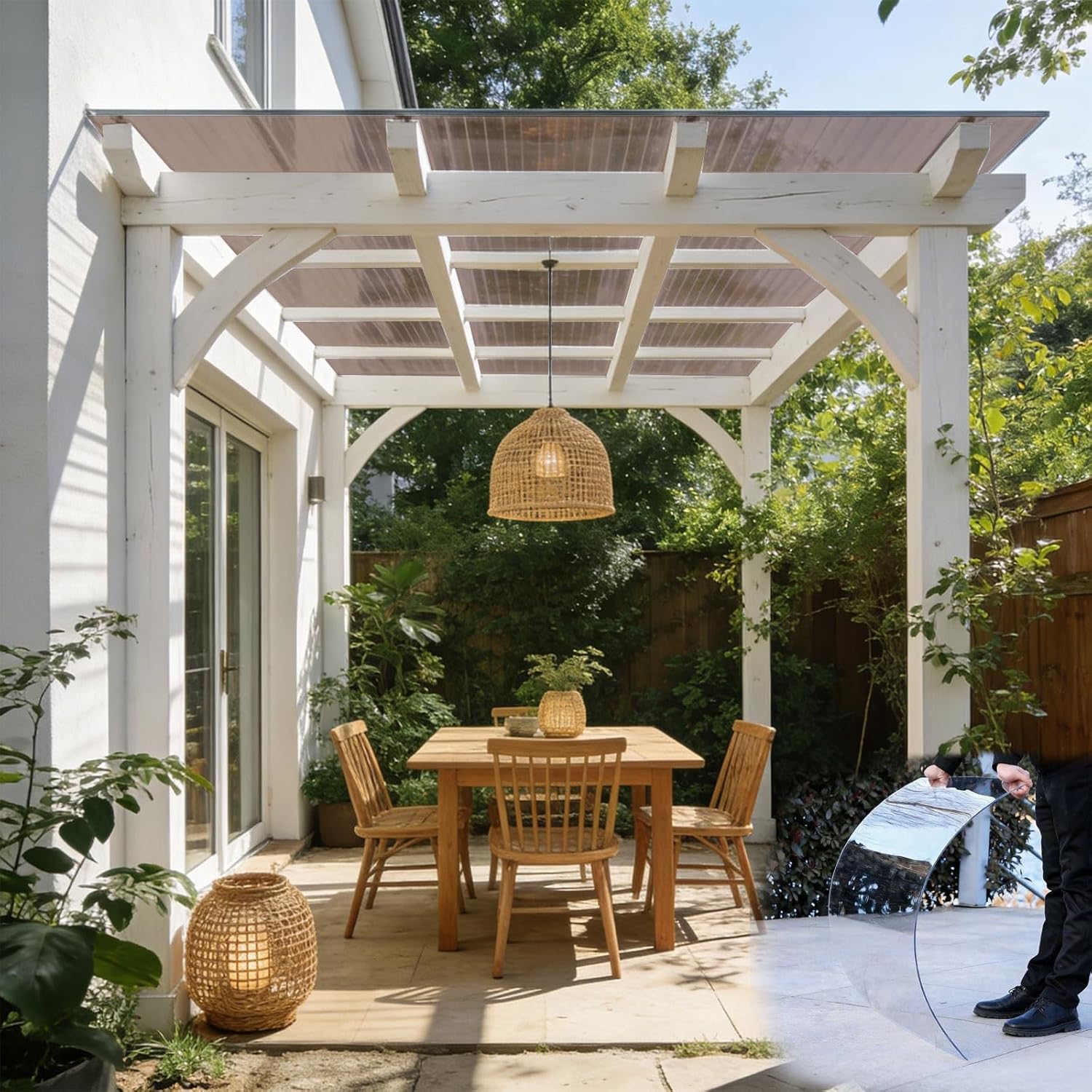 2mm Polycarbonate Roofing Sheets for Greenhouse, Garden Canopy & Patio Cover - C Acrylic Panels (Brown, 1x6m/3.3x19.7ft) - Durable & UV Resistant