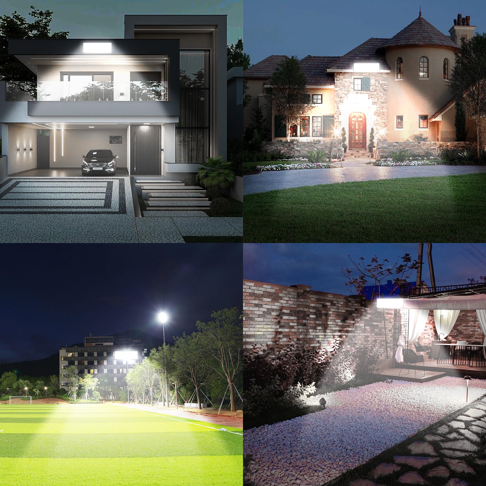 CREATESTAR 200W Faretto LED da Esterno, 24000LM Super Luminoso Proiettore LED da esterno, 6500K Luce Bianco Freddo, IP66 Impermeabile Faretti LED per Giardino, Garage, Stadio, Campo Sportivo