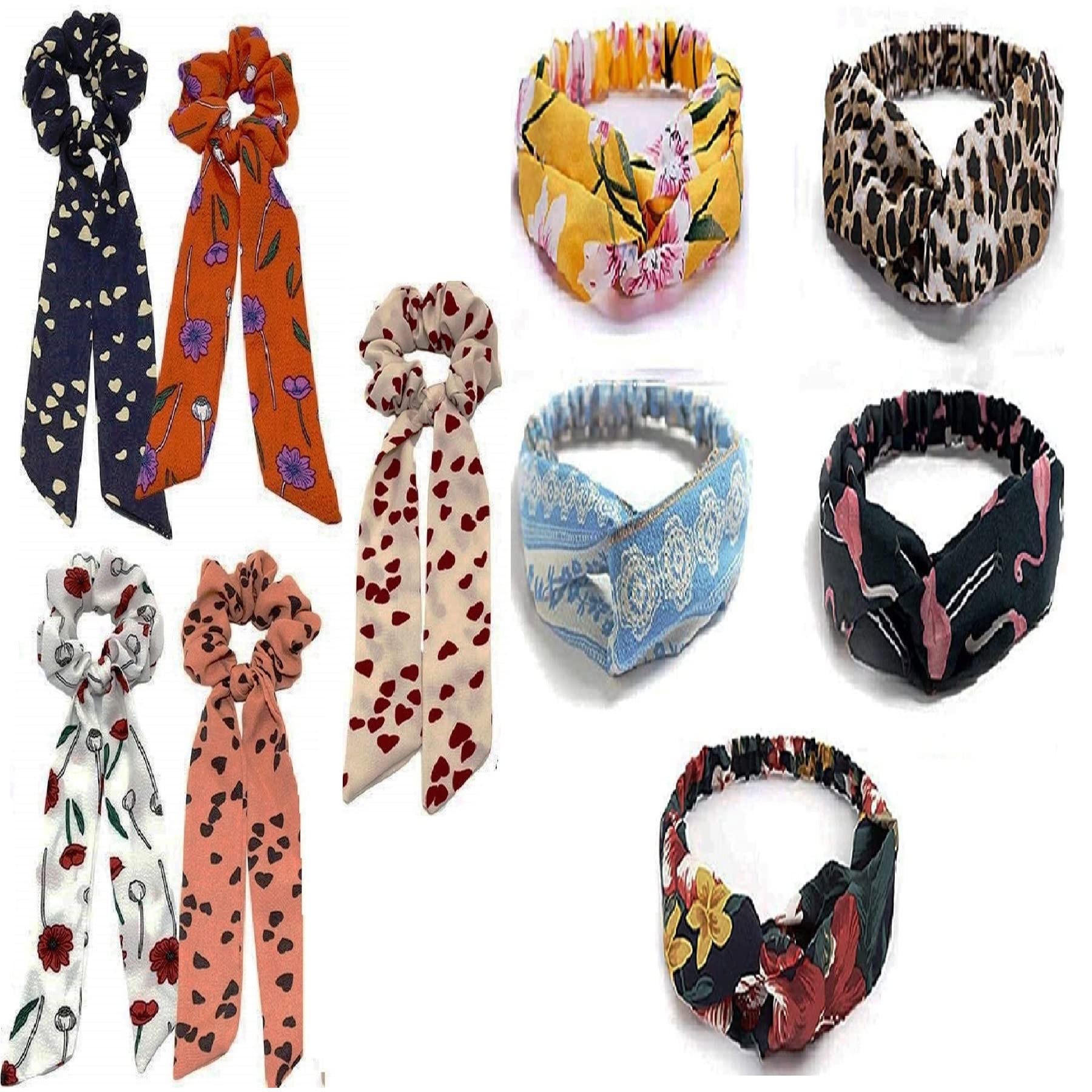 DIAN Multicolor Pack of 10 Printed Long Hair Band & Elastic Head band, Yoga Wide Head Wraps/Hair Wrap, Korean Style Fabric Knot Stretchable Hairbands for Girl, Teens and Women (B09RMM6P1R) Amazon Price History, Amazon Price Tracker