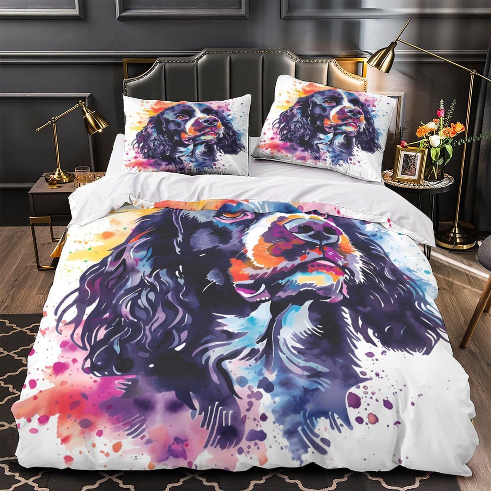 Linge de lit portrait de chien pour créer une chambre d'ado cocooning