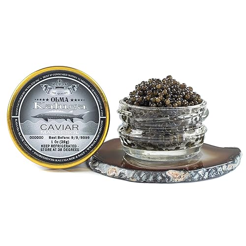 OLMA Kaluga Sturgeon Black Caviar - Granos perlados grandes sabor suave grado superior 1 onza 099oz