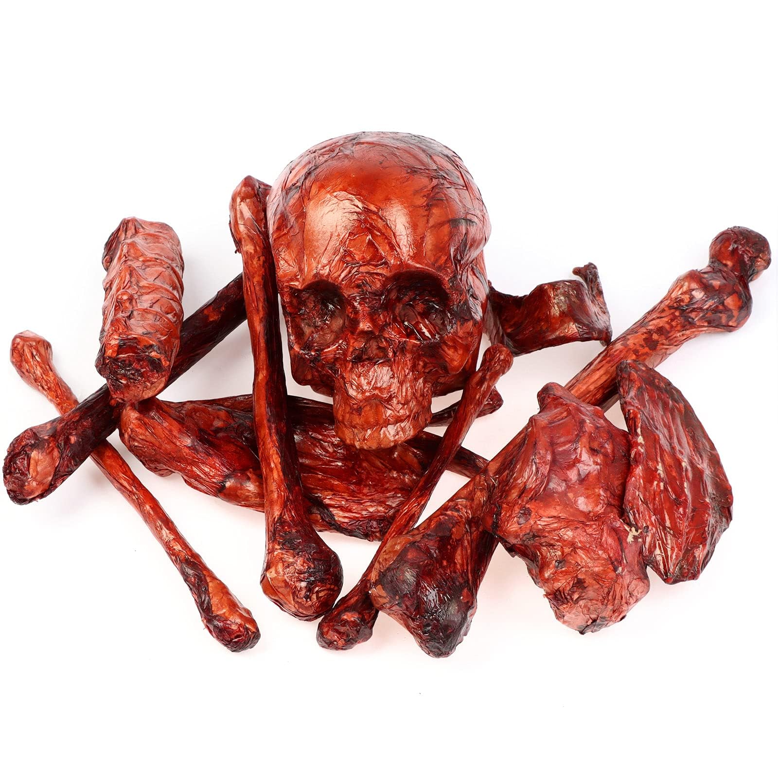 14 Pieces Blood Red Halloween Skeleton Set Fake Bloody Severed Bone Feet Broken Body Parts Groundbreakers for Halloween Yard Decorations Graveyard Haunted House Halloween Zombie Party Decorations