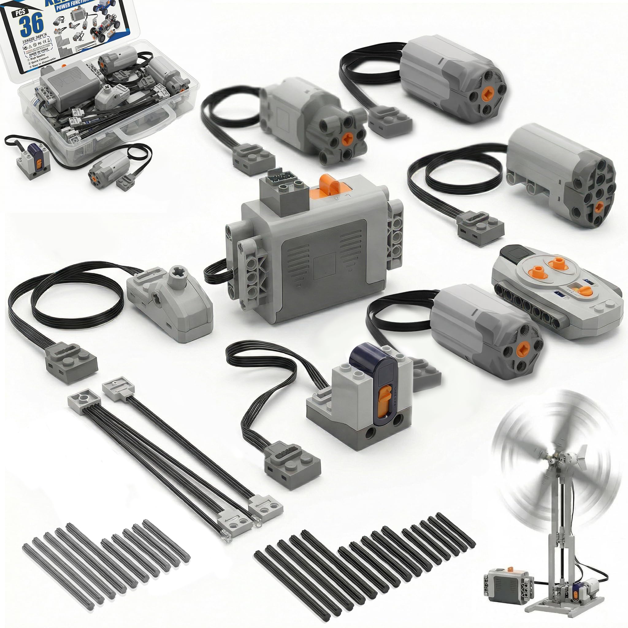 Servo Motor Function Set Power Functions Set 36-teiliges Motor Power Function Elektrisch Spielzeug Motor Technology Power Powered Module Fernbedienung Batteriebox Kompatibel mit Vielen Modellen