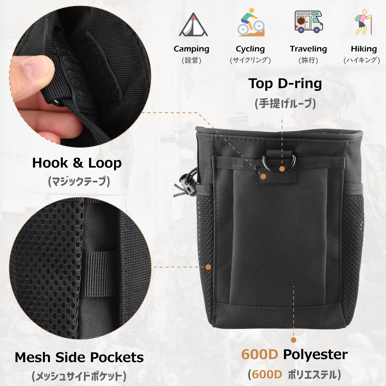 Amazon.co.jp: Azarxis ダンプポーチ Molle ポーチ バッグ 回収ポーチ