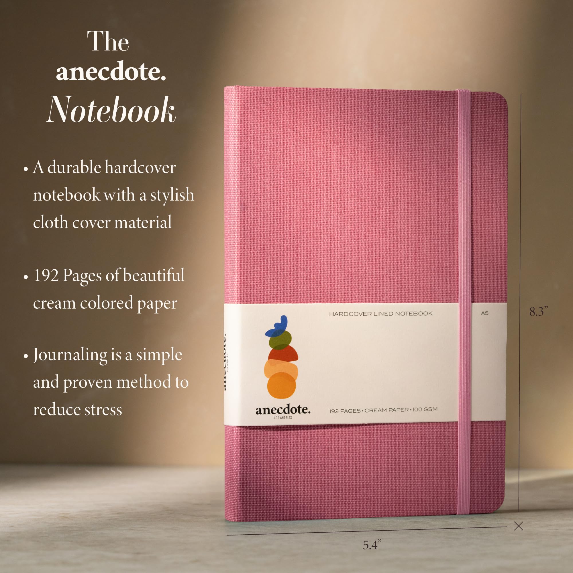 Anecdote Dotted Journal Notebook. Hard Cover, Dotted, Thick 100 gsm Paper, A5 size: 8.3 inches x 5.4 inches. Use for School, Office, Home or Business. (Blossom)