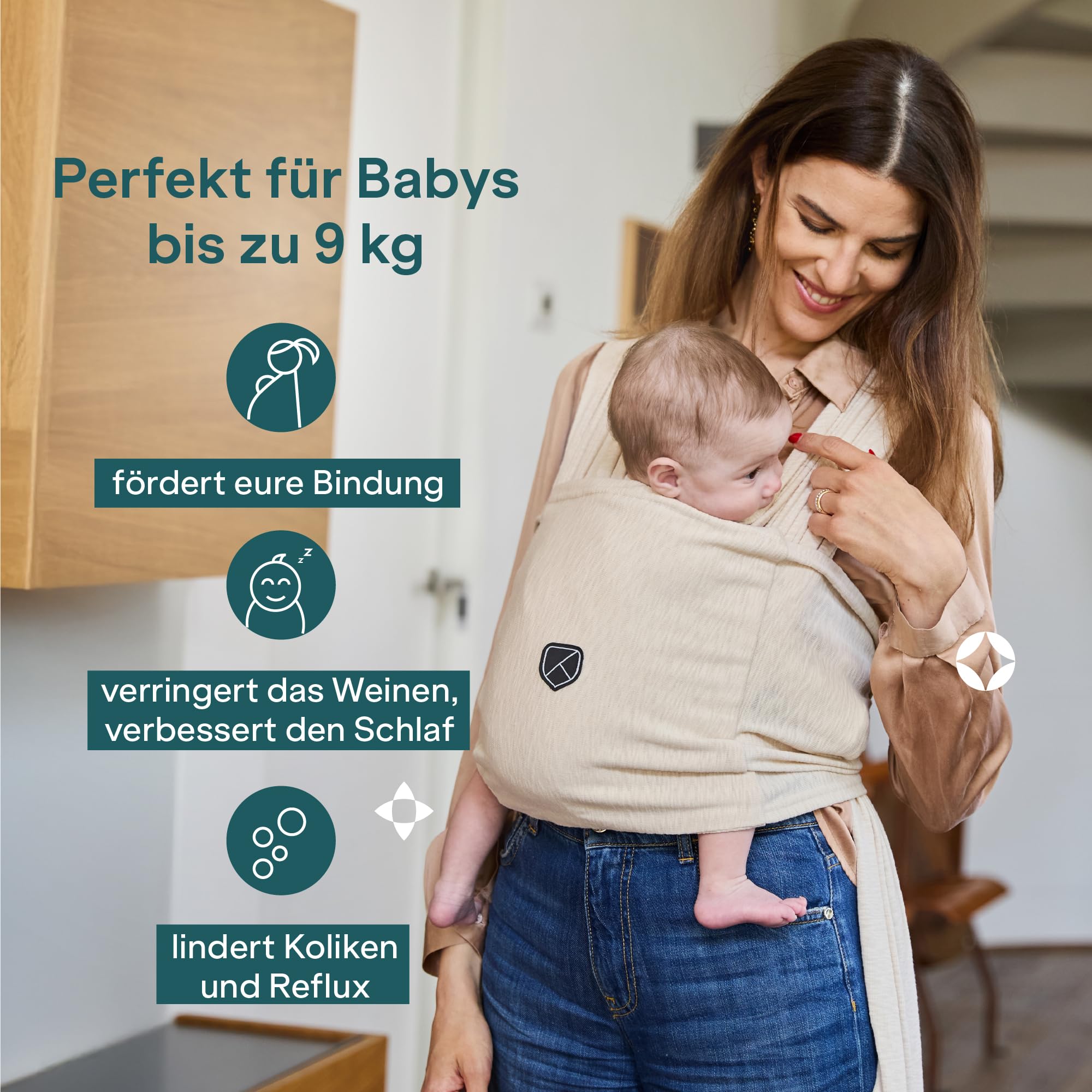 Koala Babycare Tragetuch Baby Neugeborene - Einfach Anzuziehen für Mütter und Väter - Babytrage Multi-Use Bis 9kg - Babytragetuch