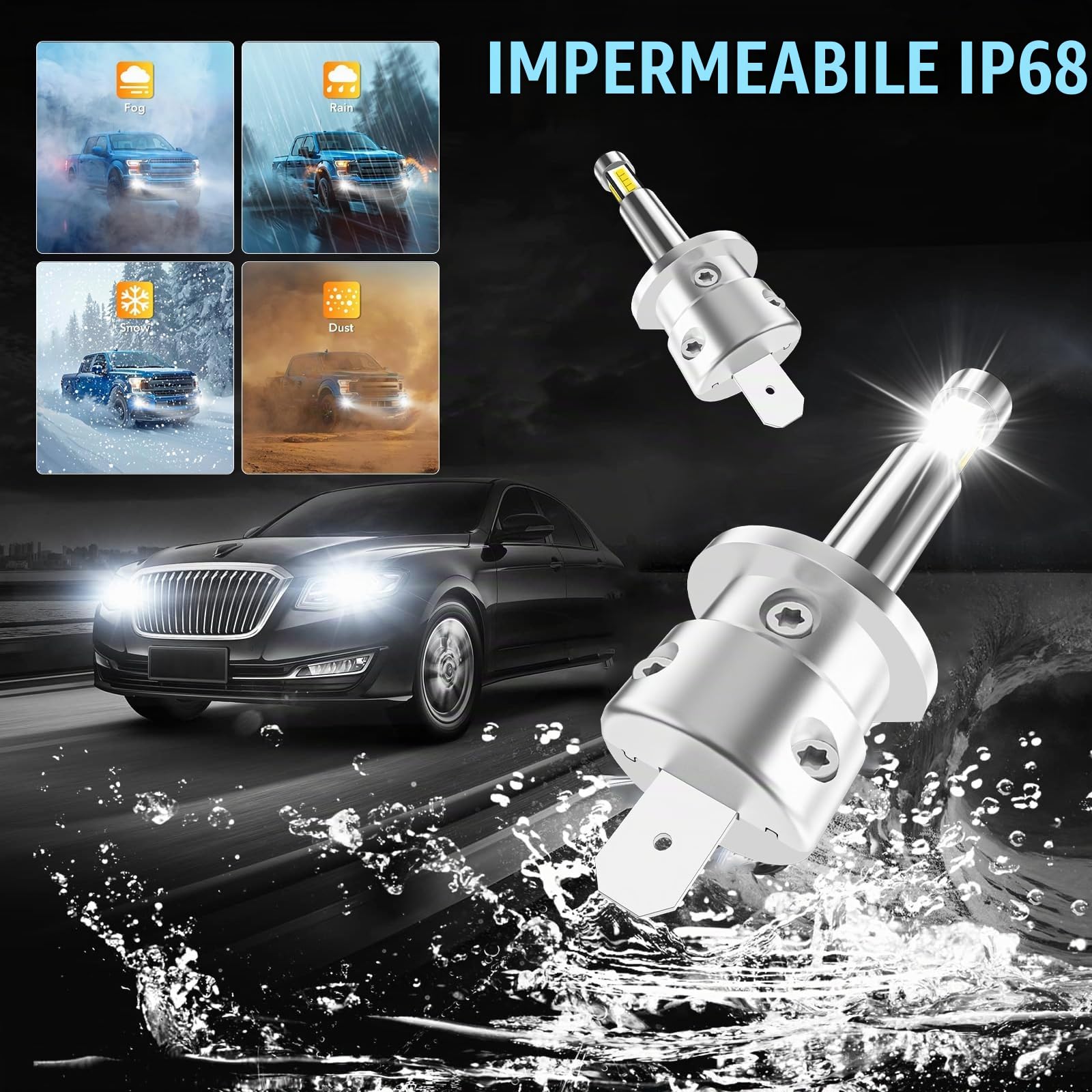 AUXIRACER H1 LED, 360 °6500K Brillante Lampadine H1 LED, per Fari Auto Anabbaglianti o Abbaglianti, 2 pezzi