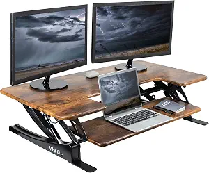 VIVO Rustic Vintage Brown 42 in Standing Desk Converter, DESK-V000VLN
