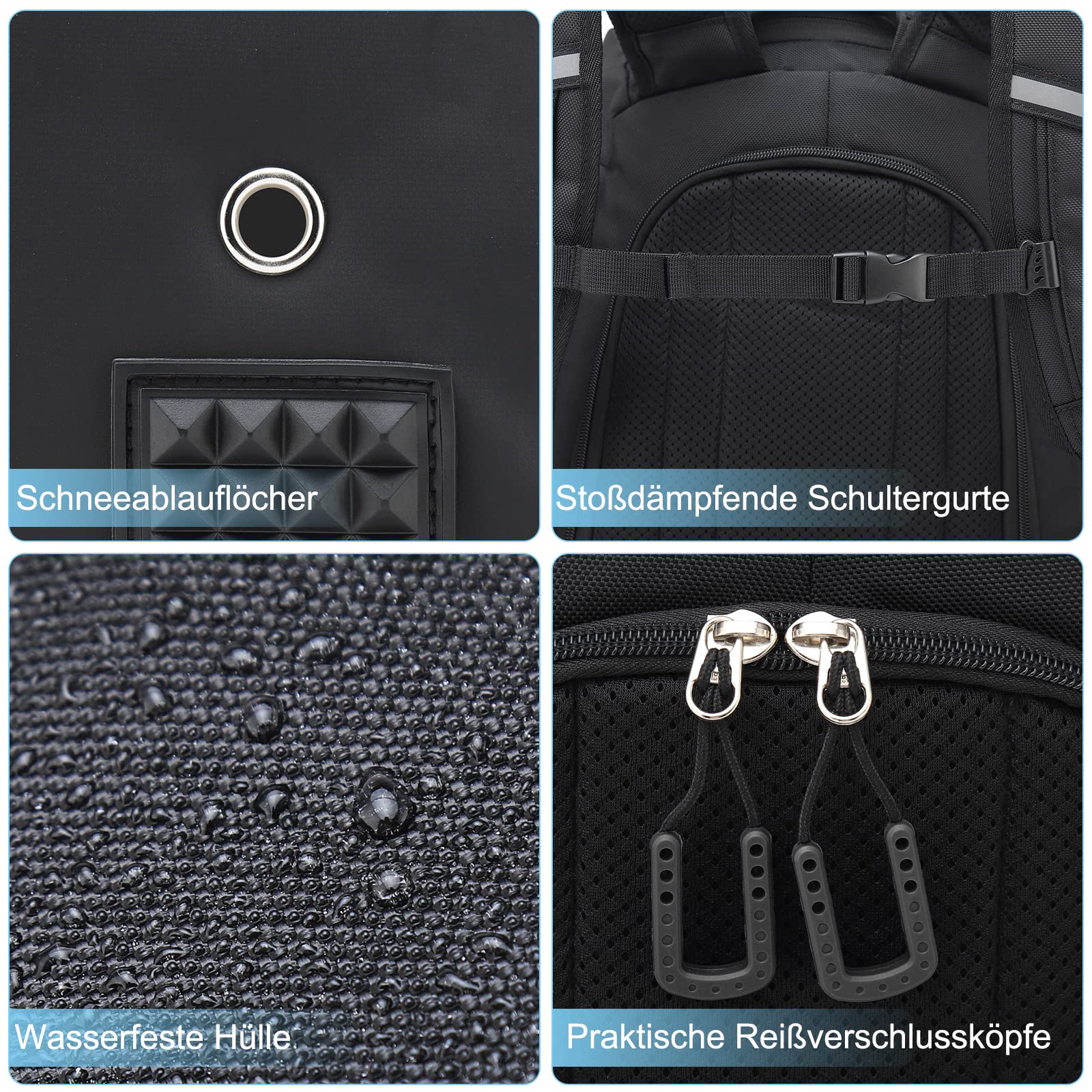 Bolsa para botas de esquí 50 L 1680D nailon con compartimento para casco
