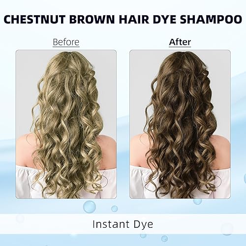 Miniatura 6 de Ivnil Champú de tinte para el cabello castaño castaño 3 en 1 para mujeres y hombres, color de ingredientes herbales en minutos, 16.9 fl oz