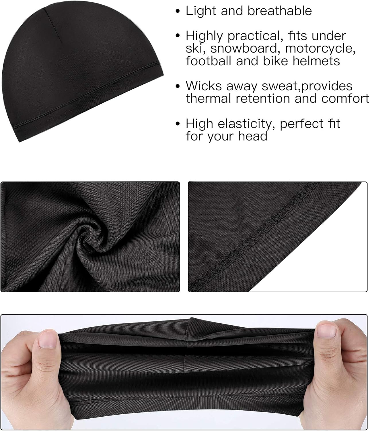 SATINIOR 9 Pieces Cooling Skull Caps Helmet Hard Hat Liner Bald Cap Sweat Wicking Running Beanie Cycling for Men Women - Image 4