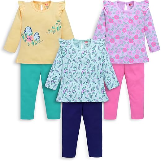 LuvLap Girls Cotton Top & Pyjama Set
