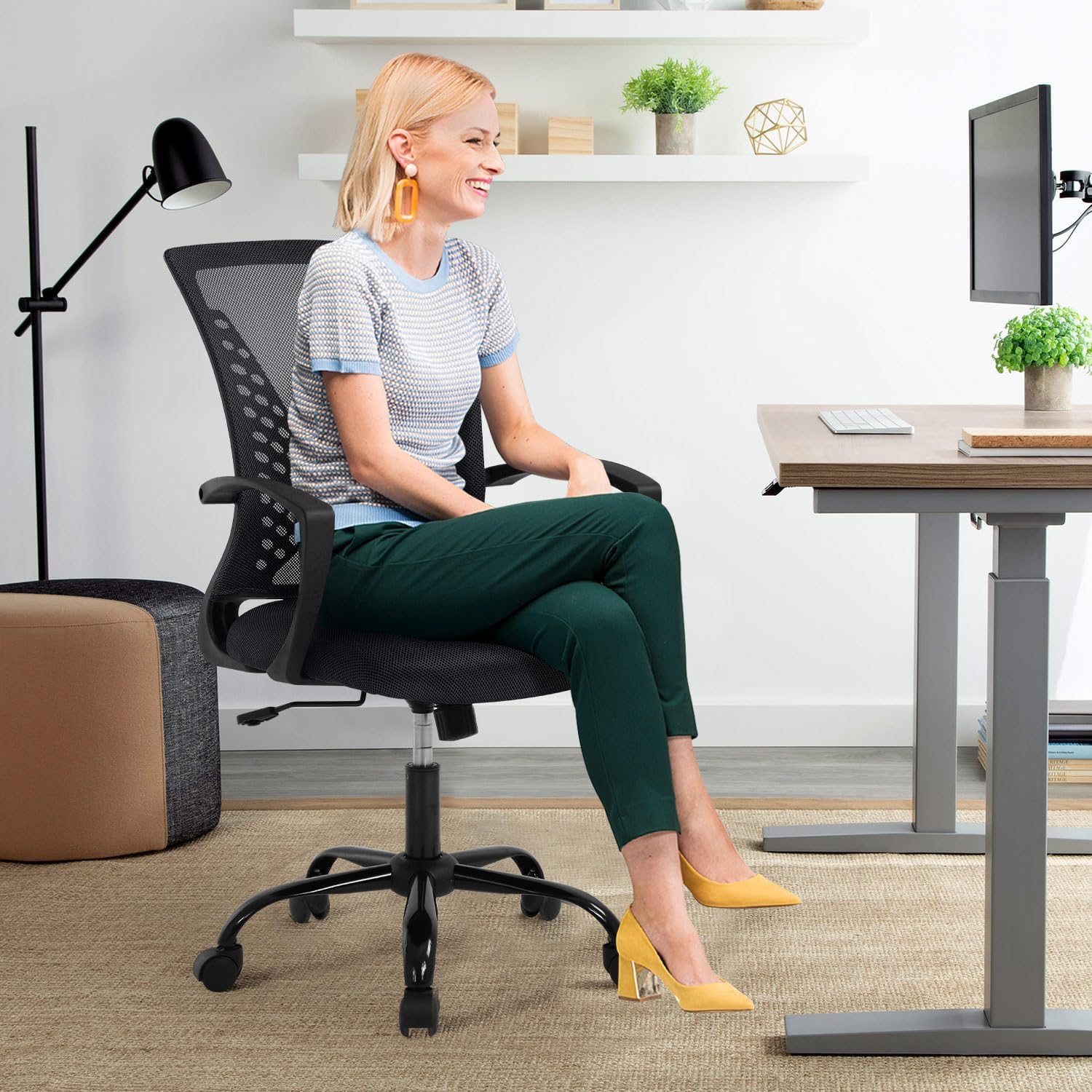 Office Chair Ergonomic Desk Chair with Wheels, Mesh Computer Chair with Adjustable Height for Adults, Conference Room Chairs,Table