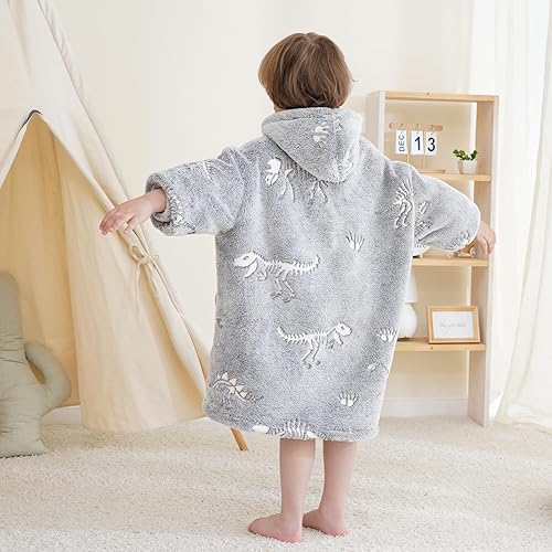 Miniatura 36 de Wearable Blanket Hoodie for Kids Oversized Sherpa Blanket Hoodie for Kids Boys Girls Teens 6-13YR,Navy Shark