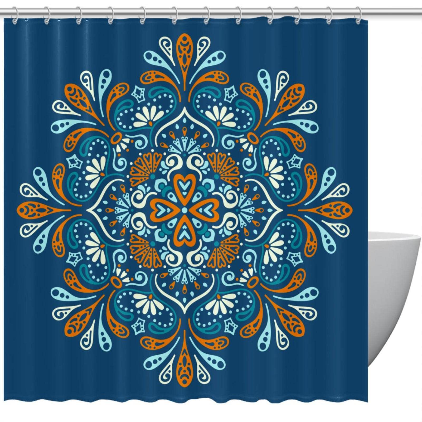 Rideau de douche mandala imperméable pour éviter les éclaboussures avec style boho