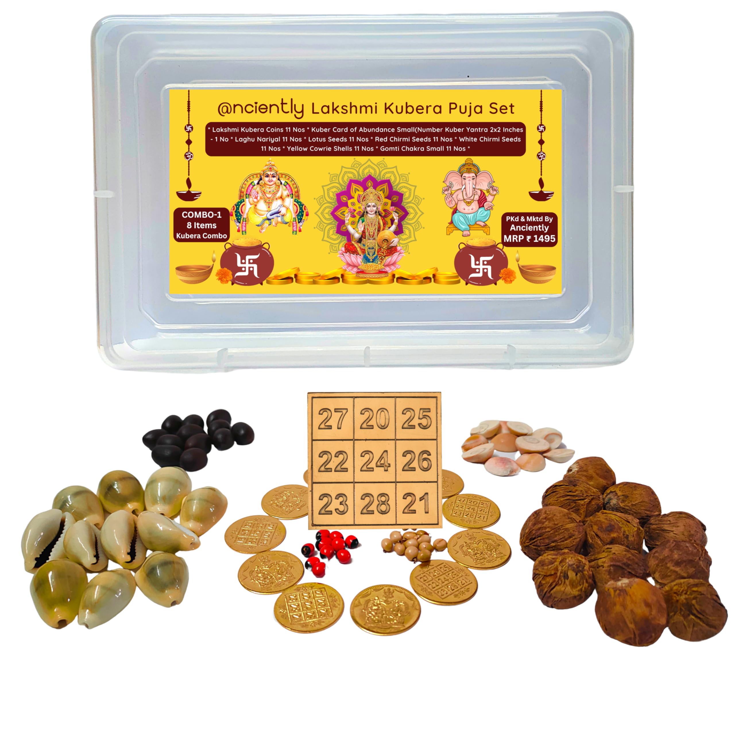 Anciently Kuber Puja Kit | Kuber Pooja Set | Lakshmi Kubera Pooja Set | Lakshmi Ganesh Puja Kit | Mahalakshmi Puja Kit, 8 Items 11 Nos Combo-image-19