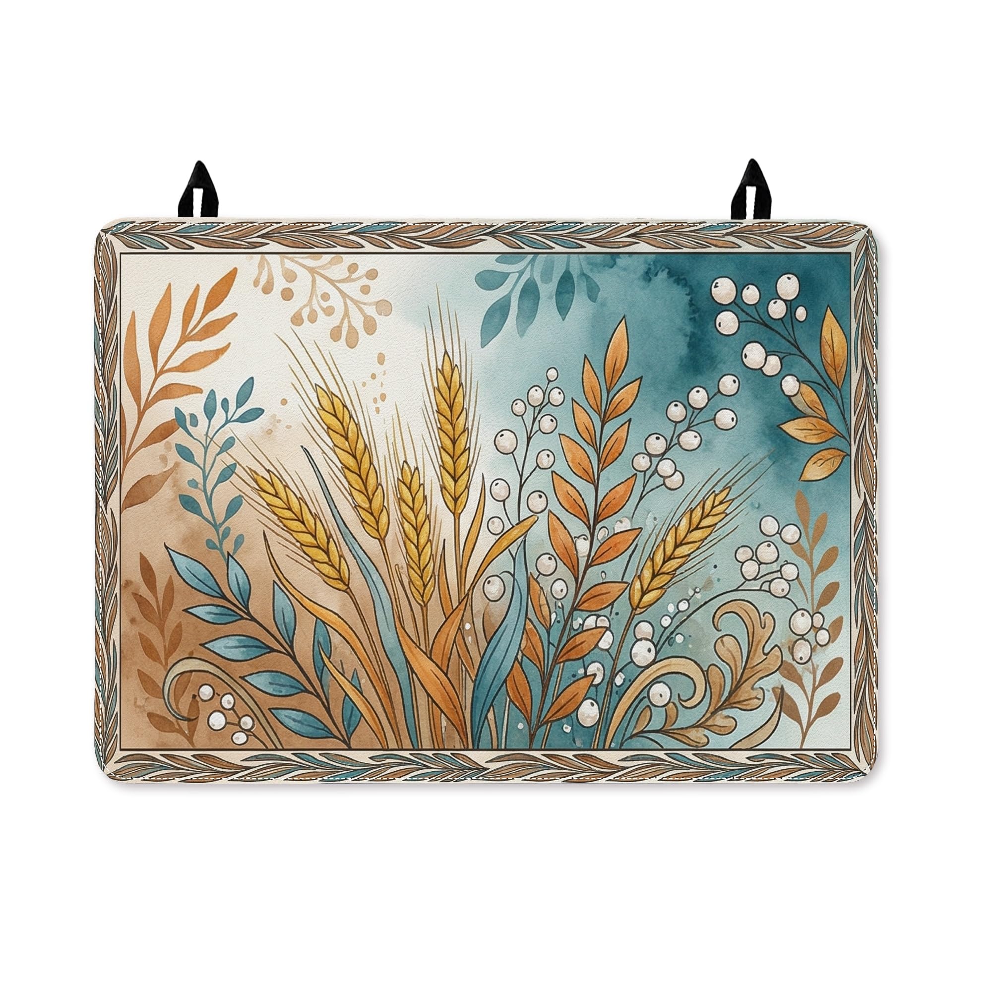 Couvercle de poêle lavable 51x50 cm motif automne bleu