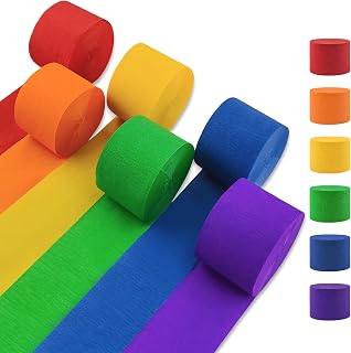 Crepe Paper Streamers 6 Rolls Rainbow Streamers 2.2 Inches 738 Feet, Streamers Party Supplies for Birthday, Wedding, Baby Shower, Bachelorette Party, Graduations Decorations, DIY Crafts