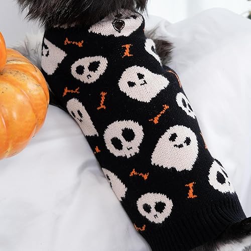 Miniatura 4 de CuteBone Suéter de cuello alto para perros medianos, ropa de invierno gris para mascotas con hilos plateados brillantes, suéter de punto trenzado