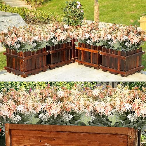 Miniatura 7 de 6 paquetes de flores silvestres artificiales, margaritas, vegetación falsa, ramos de seda de plástico, resistentes a los rayos UV, arreglos de