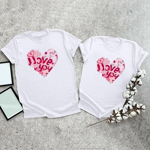 Miniatura 3 de Camisetas de verano para mujer, con estampado de corazón, de manga corta, para el día de San Valentín, lindas camisetas gráficas