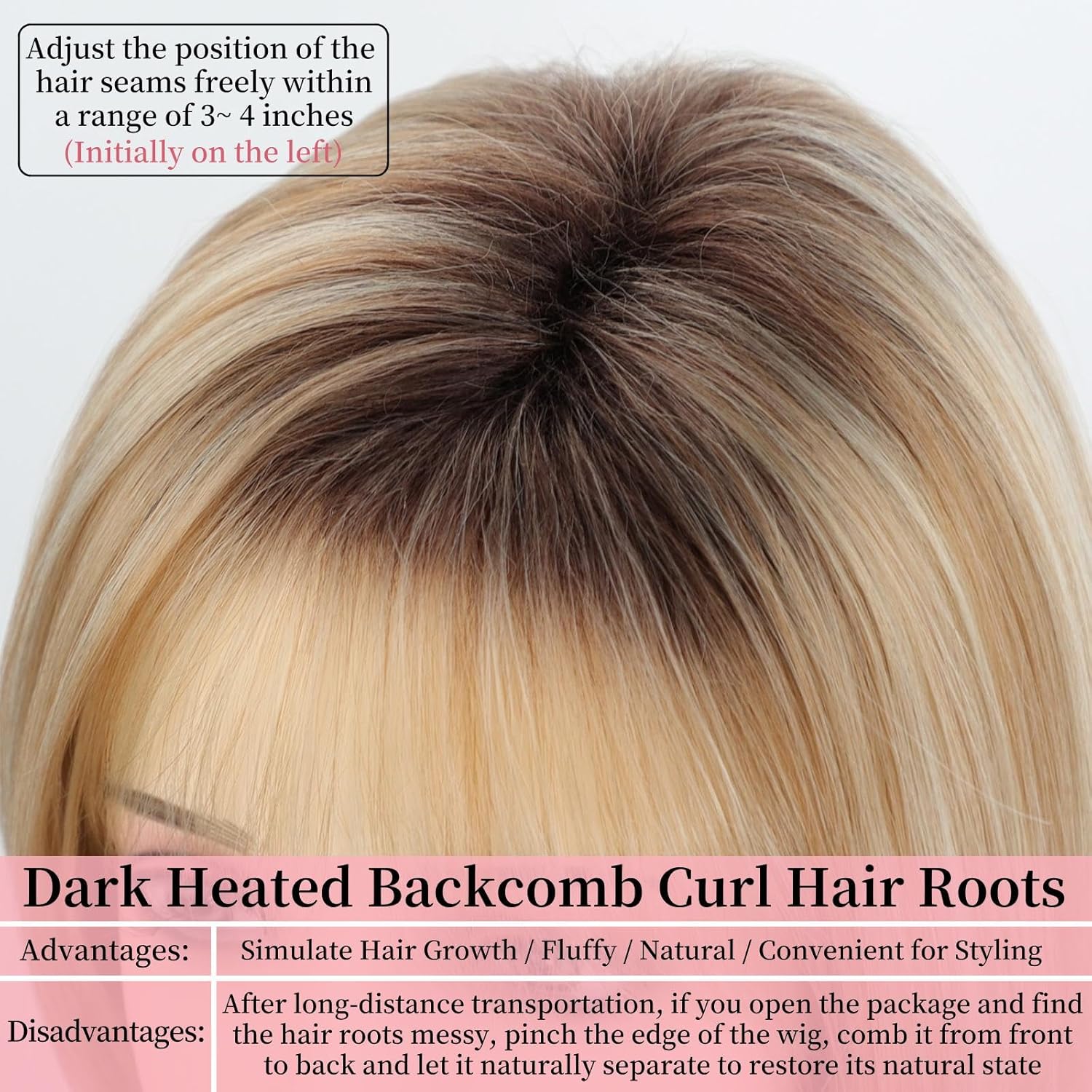 RENERSHOW Medium Length Bob Wigs for White Women Layered Blonde Highlight Straight Pixie Bob Wig with Bangs Heat Synthetic Natural Daily Party Wig 12inch Average Size Wig